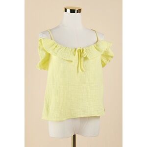 Sz S J. Crew 100% Cotton Lemon Meringue Soft Gauzy Ruffle Camisole Tank Top EUC